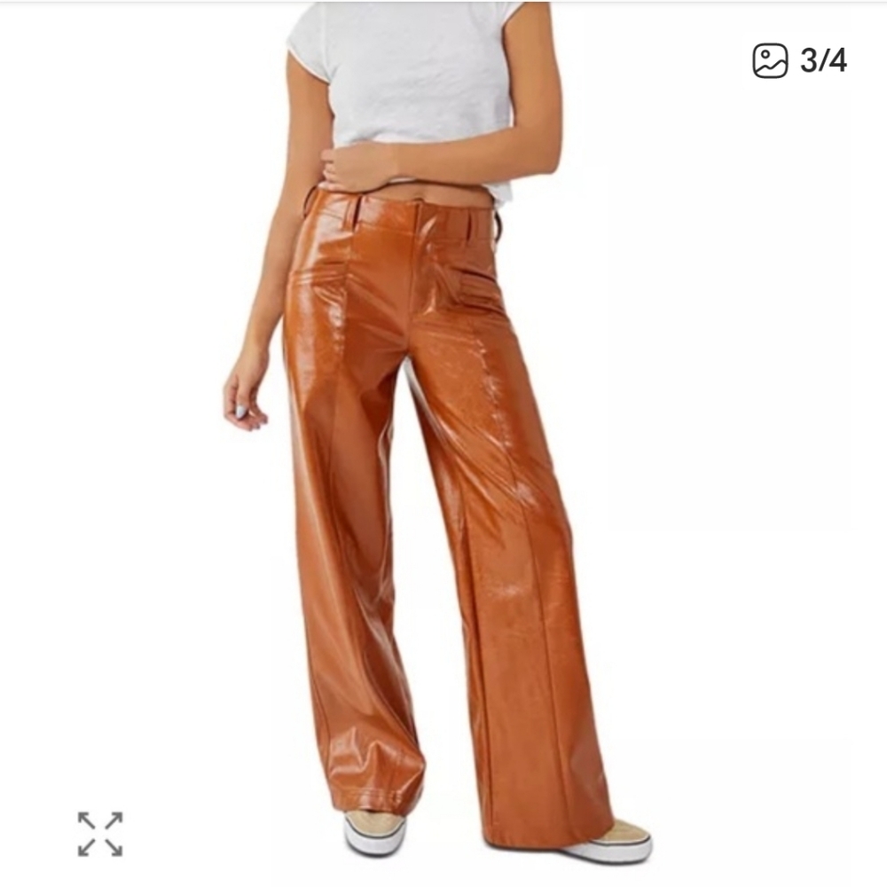 Free People Star Crossed Lovers Vegan Leather Pants Size 2